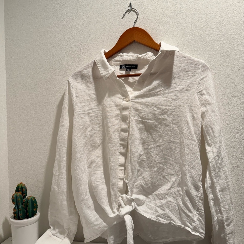 INC International Concepts White Cotton Shirt